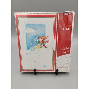 Vintage Christmas Cards Cleo Elf Holiday Wishes 20 Cards & Envelopes Gibson